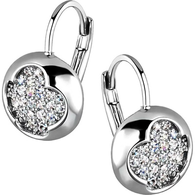 Zlaton Náušnice bílé zlato visací čtyřlístek s kamenem 1.6cm 3.15g 000701508249