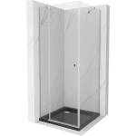 Mexen Roma отваряща се душ кабина 80 x 80 см, прозрачна, хромирана + черен (854-080-080-01-00-4070)