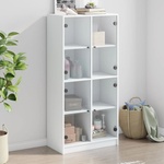 vidaXL Висок шкаф, бял, 68x37x142 см, инженерно дърво (3295857)