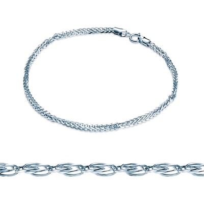 SAVICKI Гривна, верижка, лисича опашка, бяло злато 585, 0, 9 мм, 19 см