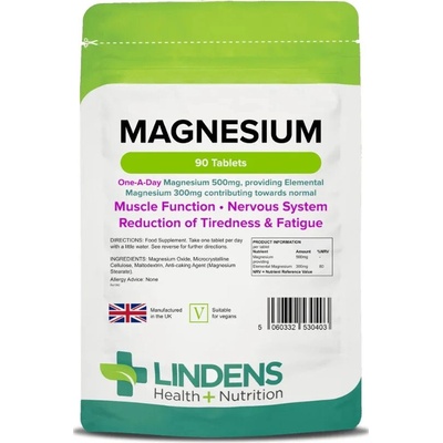Lindens Health + Nutrition Magnesium Oxid hořečnatý 500 mg 90 tabliet
