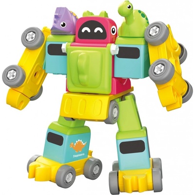 KIDS WORLD MALÝ KUTIL 2 v 1 Vláček s dinosaury a robot šroubovací stavebnice