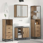 vidaXL Комплект мебели за баня 4 бр. Дъб 65 x 33 x 60 см (3402412)