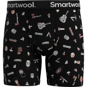 Smartwool Мъжко мериносово термобельо Smartwool Merino Print Boxer Brief Boxed Merino base layer - Black Gone Camping (015-1637-0712)