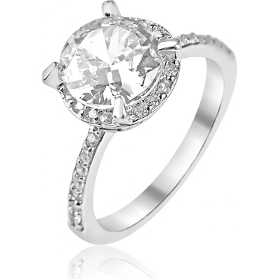 Meucci Stříbrný prsten s kulatým zirkonem a malými zirkony SR157