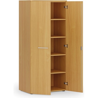 Primo Kancelárska policová skriňa WOOD s dverami, 800 x 500 x 1781 mm, buk