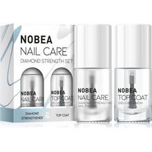 NOBEA Nail care Diamond Strenghtener zpevňující lak na nehty 6 ml + Top coat vrchní ochranný lak na nehty s leskem 6 ml