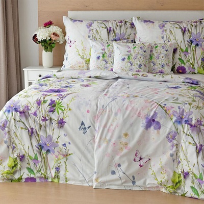 Matějovský obliečky Bluebell Cotton deluxe digital kvety zelená sivá 140x200 70x90