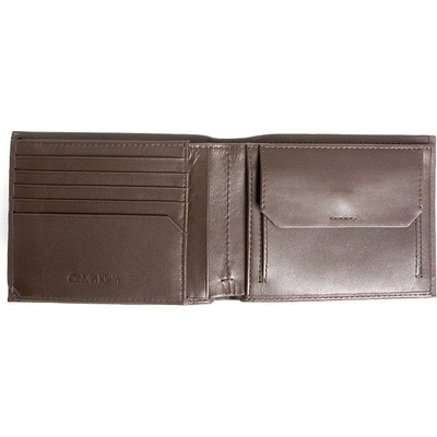 Calvin Klein Pánska kožená peňaženka CK Concise Trifold 1 5CC + Coin /Hnedá