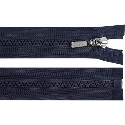 Zip kostěný dělitelný No 5 délka 60 cm - bundový s ozdobným jezdcem barva 330 modrá tmavá