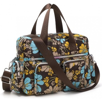 Kono crossbody taška Multipocket Flower hnedá