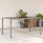 vidaXL Градинска маса със стъклен плот сива 150x90x75 см полиратан (365532)