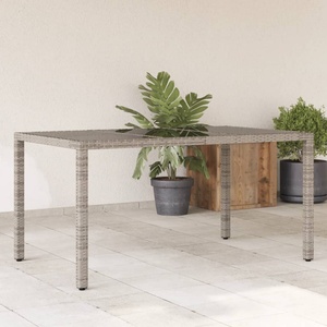 vidaXL Градинска маса със стъклен плот сива 150x90x75 см полиратан (365532)
