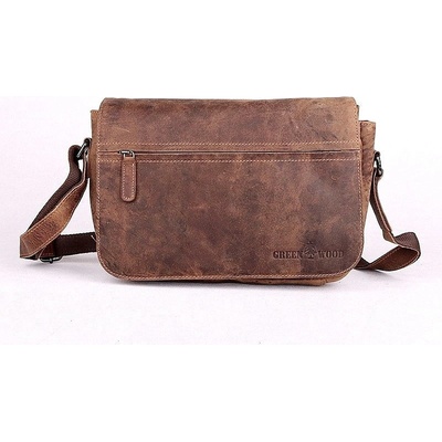 GreenWood Středně velká kožená pánská crossbody taška no. 396677 hnědá