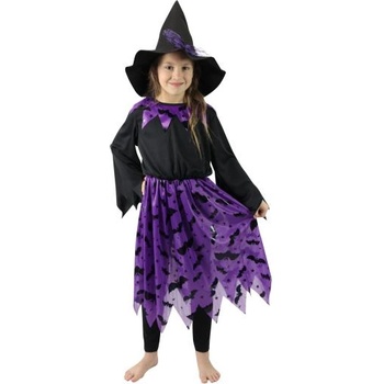 Rappa Детски костюм на вещица с прилепи и шапка (s)