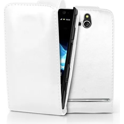 Sony ST25i Xperia U Flip Калъф Бял + Протектор