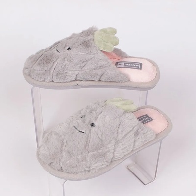 Плюшени пантофи в сив цвят - ананас