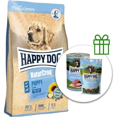 Happy Dog NaturCroq Puppy 15 кг + 6x консерви Puppy & Junior + 10x Snack БЕЗПЛАТНО