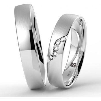 Blink Blink a matné svadobné obrúčky z bieleho zlata s kameňmi 8122 BL