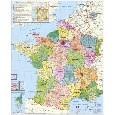 Francie spediční - nástěnná mapa 96 x 120 cm, lamino + lišty