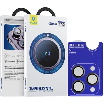 Blueo Sapphire Crystal Stainless Steel Camera Lens Protector - предпазни сапфирени лещи за камерата на iPhone 15 Pro (черен)