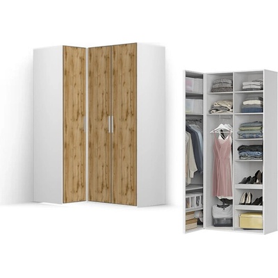 BRW Ъглов гардероб FLEX-бял/дъб сонома-116*170*240 (29/116-166-240/uglov/white-sonoma/flex/brw)