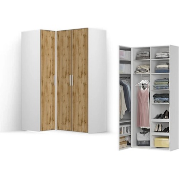 BRW Ъглов гардероб FLEX-бял/дъб сонома-116*170*240 (29/116-166-240/uglov/white-sonoma/flex/brw)