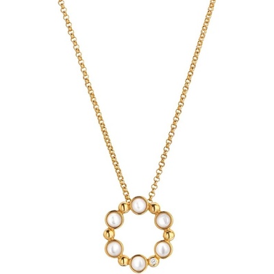 Hot Diamonds Krásny pozlátený náhrdelník s diamantom a perličkami DP905