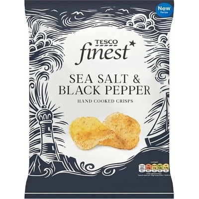 Tesco Finest Bramborové lupínky smažené s mořskou solí a černým pepřem 150 g