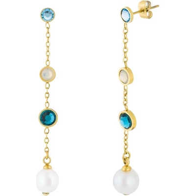 Preciosa Okouzlující náušnice s křišťálem a syntetickou perlou Lagoon Royal Lagoon 7496Y70