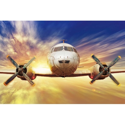 DIMEX ART Флизелинов фототапет самолет при залез слънце 375 x 250 см
