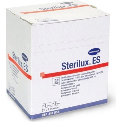 Sterilux ES Klasický gázový kompres so založenými okrajmi, sterilný 10 x 10 cm 25 x 2 ks
