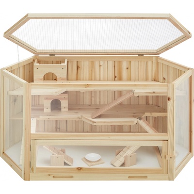 Tectake Dřevěná klec pro králíky a hlodavce hnědá 115 x 60 x 58 cm – Sleviste.cz