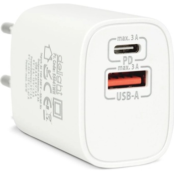 Delight USB Type-C + USB A PD20W Бързо зарядно устройство 20W Бяло 55041WH (55041WH)