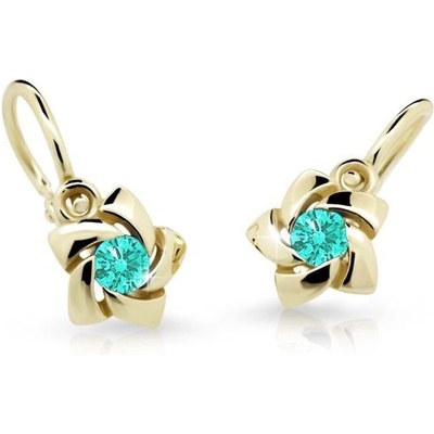 Danfil náušnice pre bábätká C2201 zo žltého zlata mint green brizura