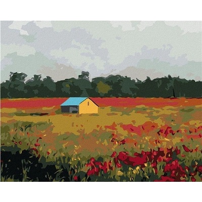 zuty Malování Podle Čísel Domek A Vlčí Máky 80 x 100 Cm Plátno Rám