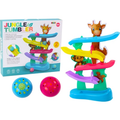 LEAN TOYS Guľôčková šmykľavka farebná - Žirafa