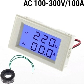 Neven D69-2042 AC 100-300V/100A 2v1 LCD digitální ampérmetr/voltmetr panelový