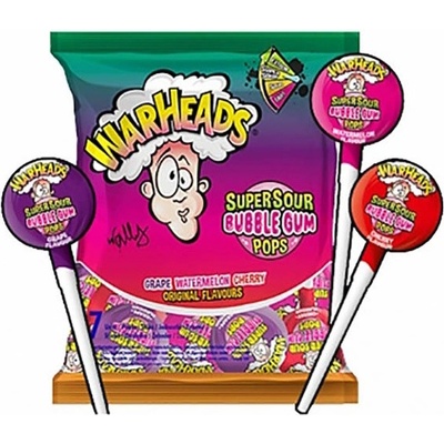 Warheads lízátko se žvýkačkou uvnitř s ovocnými příchutěmi 7 x 15 g