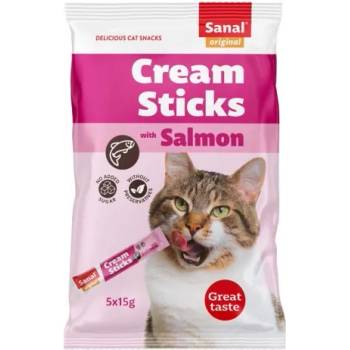 Sanal Cream Sticks Salmon - крем пръчици с вкус на сьомга 5 х 15 гр, Холандия SC3870