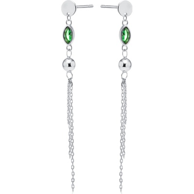 Olivie Dlhé strieborné náušnice GREEN 9208