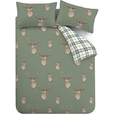 Catherine Lansfield Зелено двойно спално бельо 200x200 cm Stag Check - Catherine Lansfield (BD/33904/W/DQS/SOG)