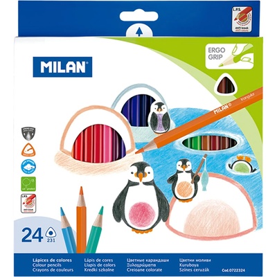 MILAN Цветни моливи Triangular, 24 цвята (1015120656)