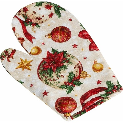 Bellatex Kuchyňská chňapka vánoční 28 x 18 cm Vánoční ozdoby Červená Zelená Smetanová