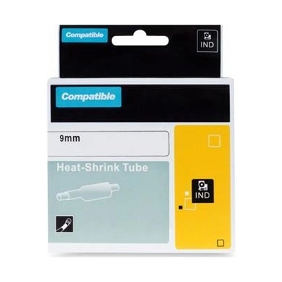 PRINTLINE kompatibilní páska s DYMO 18053, 9mm,1,5m,černý tisk/bílý podk., RHINO, bužírka PLTD61, 18053