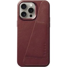 Mujjo Full Leather Wallet kožený s kapsou na karty iPhone 15 Pro Max - vínové