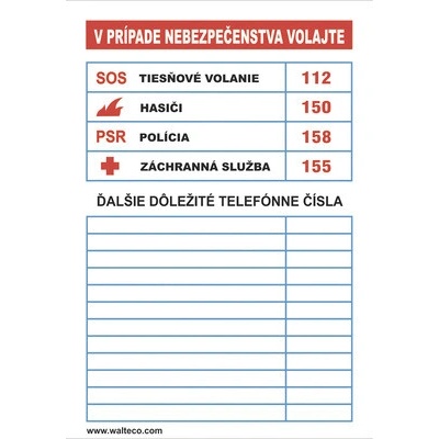 Samolepka Dôležité telefónne čísla