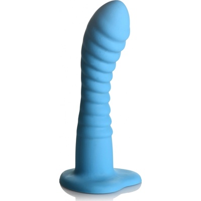Simply Sweet Ribbed Silicone Dildo 7" Blue