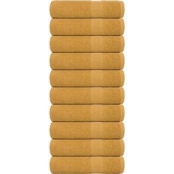 vidaXL Кърпи за ръце 10 бр златисти 50x100 см 360 gsm 100% памук (136808)