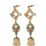 Dannyra Обици с естествена роза, мъниста клоазоне и перли Майорка Golden Bride Dannyra Jewels